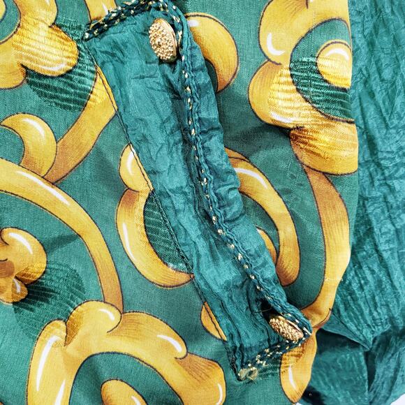 Vintage Argee Sports 90's Emerald Green & Gold Windbreaker Jacket Plus Size 18 W - Picture 6 of 8